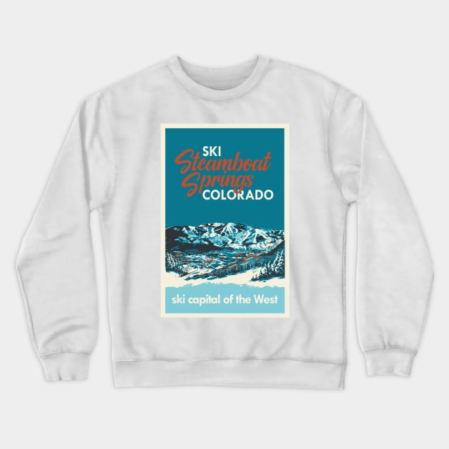 Steamboat Springs Vintage Ski Poster Crewneck Sweatshirt by ROEDERcraft